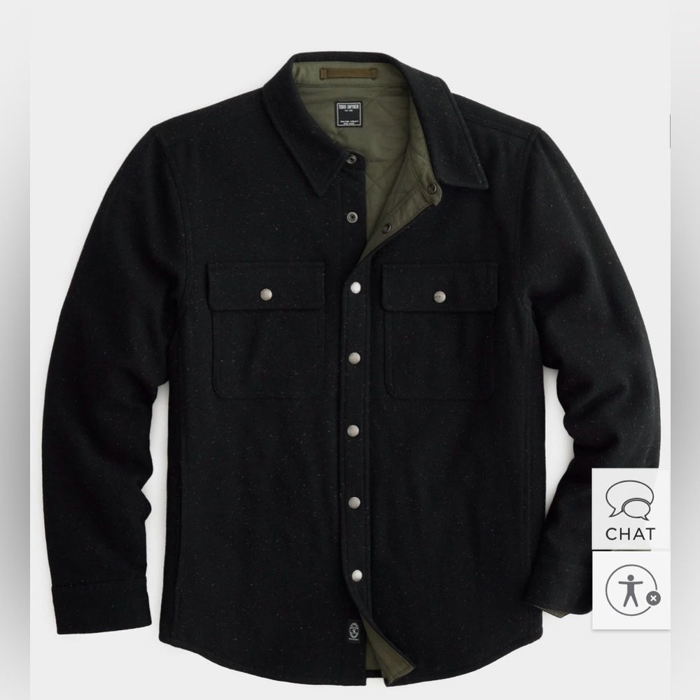 XL Todd Snyder speckled wool basecamp shirt in black. Brand new with tags